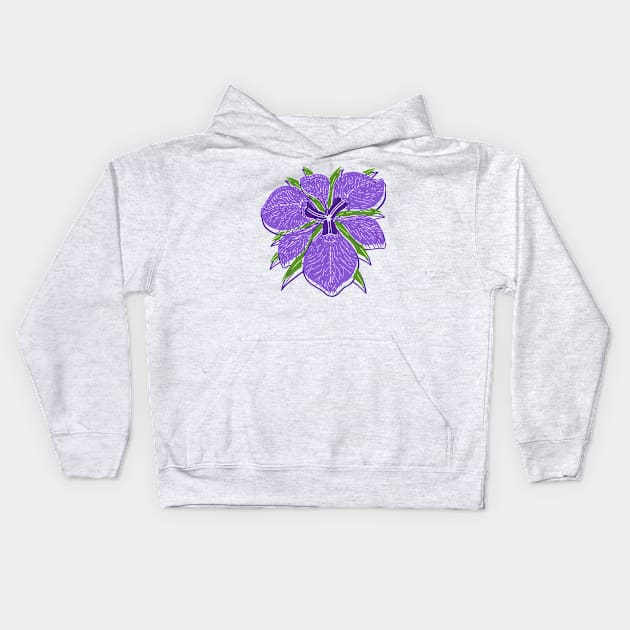 Violet Iris Flower Kids Hoodie by Oliversantos